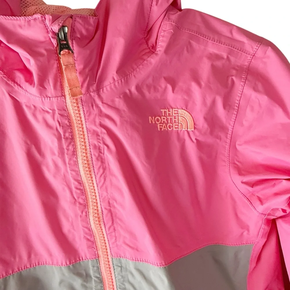 The North Face‎ Girls Windbreaker Jacket Hood Pink Gray Sz M 10-12